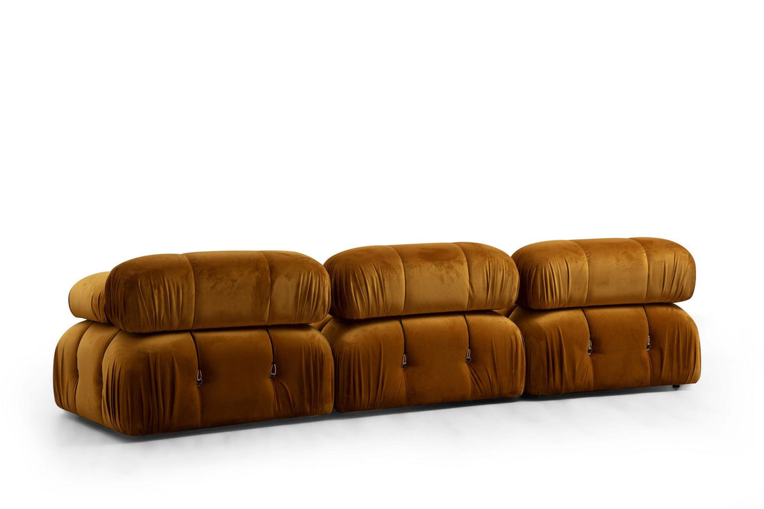 Canapé d'angle modulable et transformable Nourhane Velours Ocre