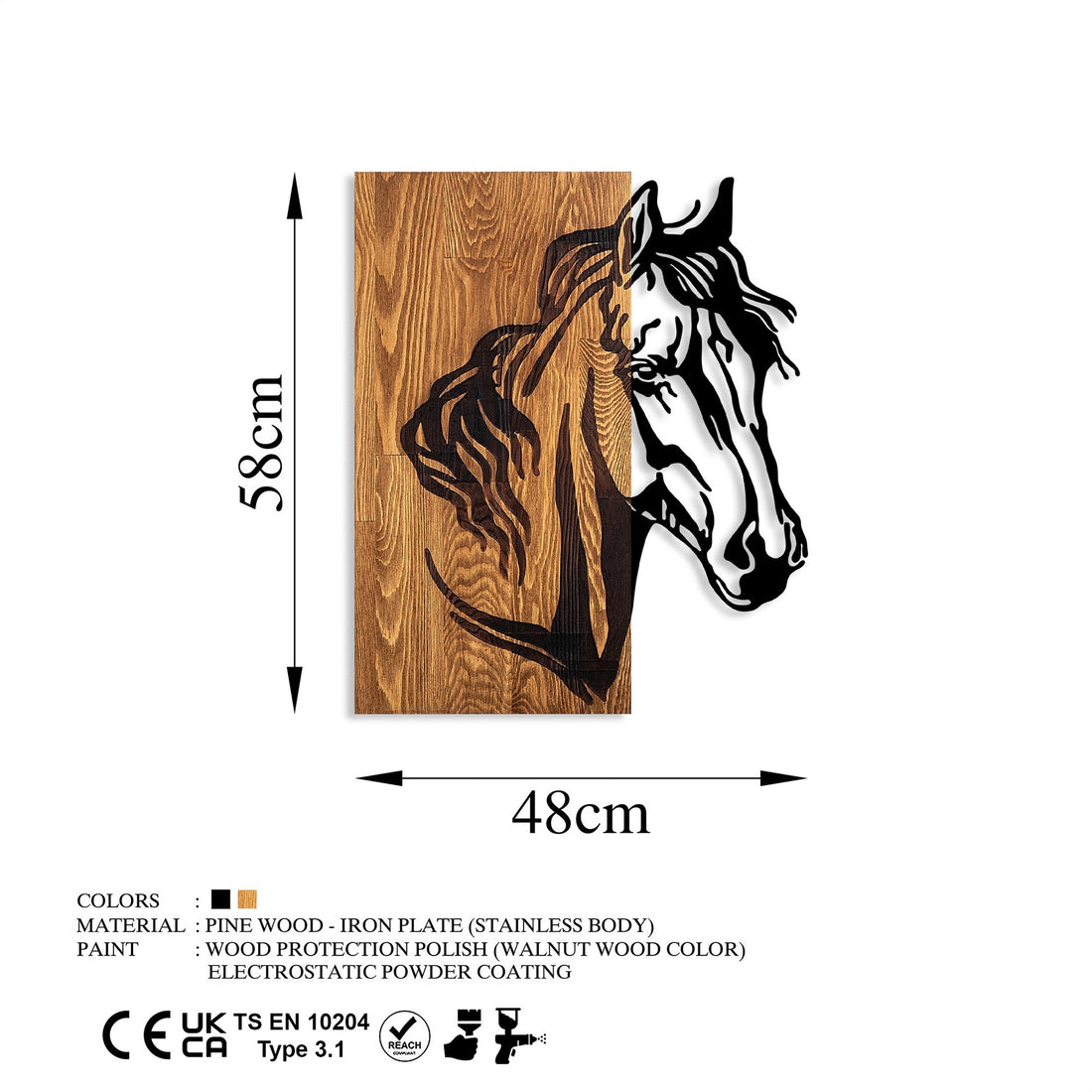 Accessoire mural en bois décoratif Horse 1