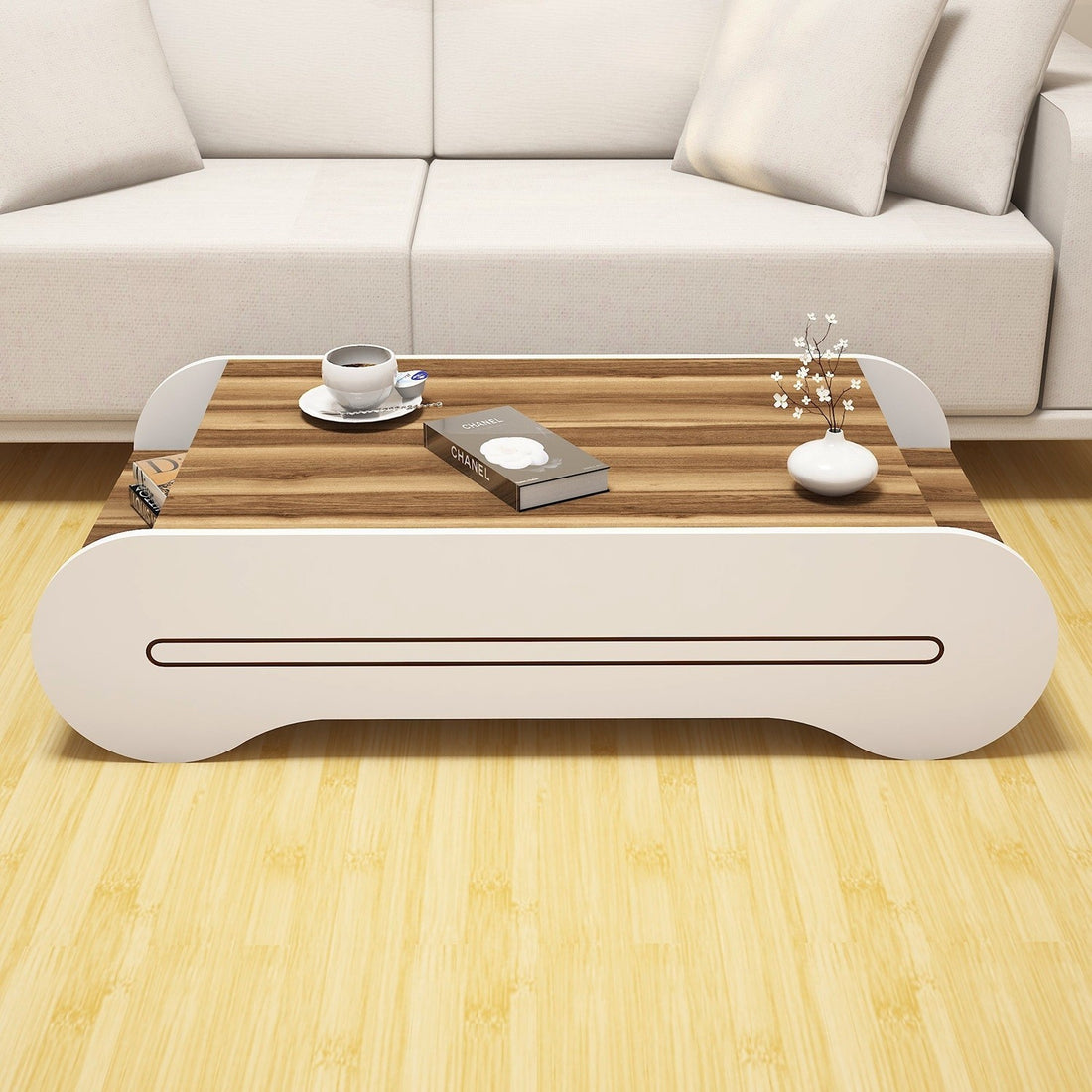 Table basse Cool - Walnut, White