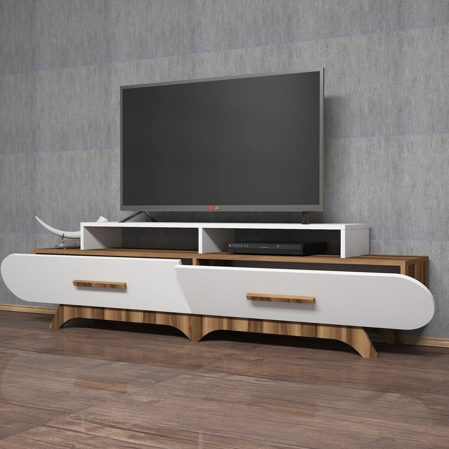 Meuble TV Flora - Walnut, White
