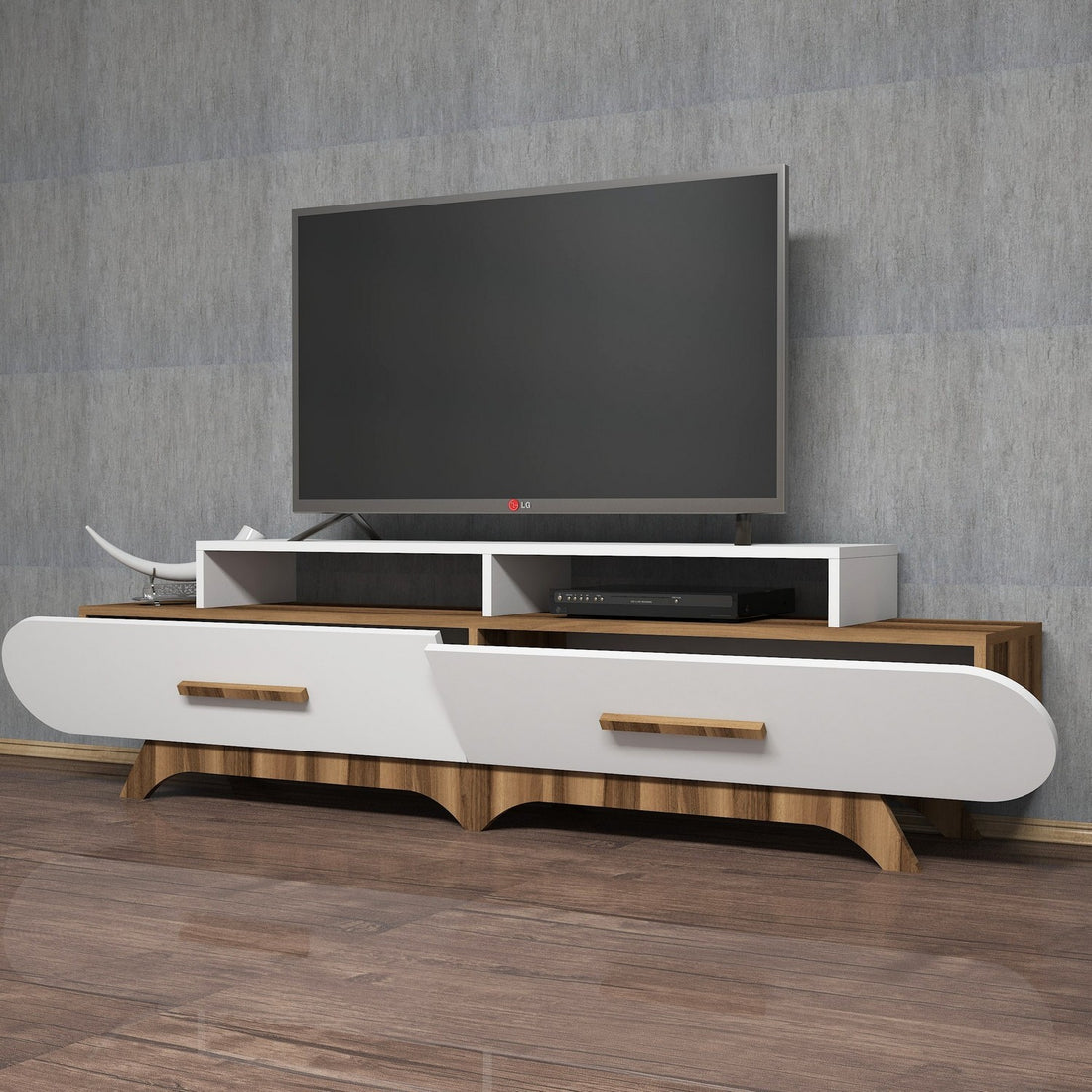 Meuble TV Flora - Walnut, White