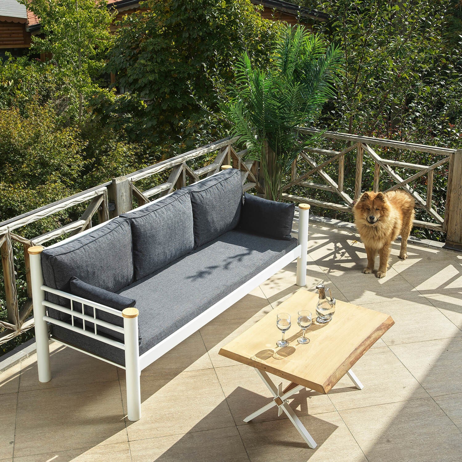 Canapé jardin de 3 places Kappis - White, Anthracite