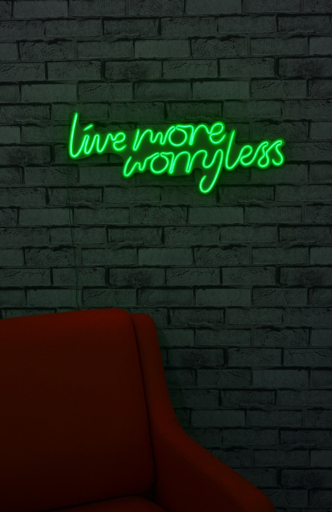 Éclairage LED en plastique décoratif Live More Worry Less - Green