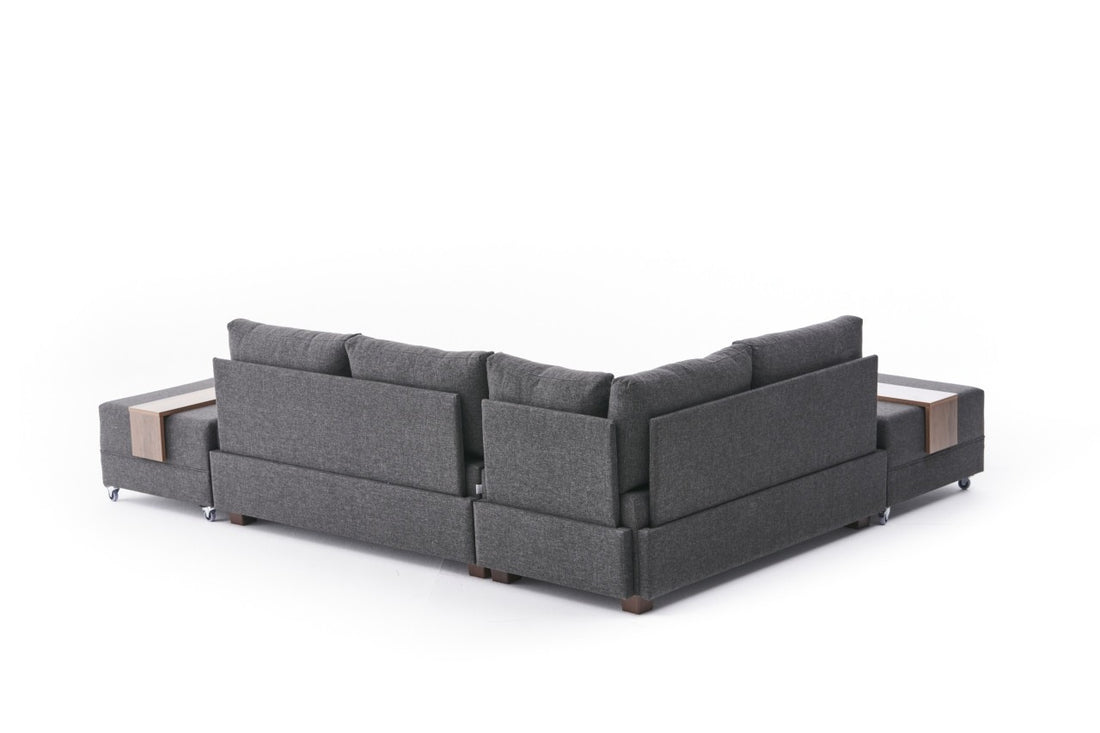 Canapé d'angle gauche Tikona 280 cm - Anthracite- 5 places - Tissu