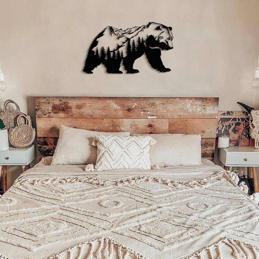 Accessoire mural en métal décoratif Landscape Bear Metal Wall Art - APT626