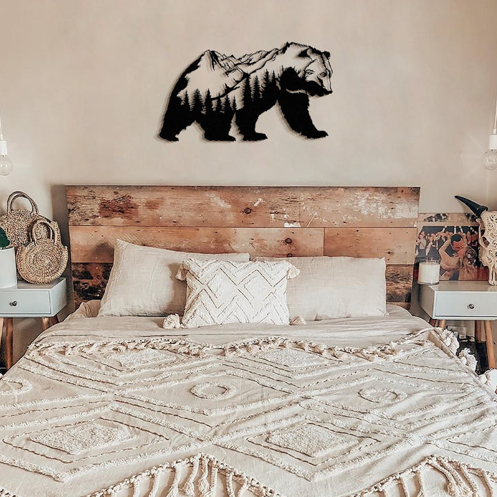 Accessoire mural en métal décoratif Landscape Bear Metal Wall Art - APT626