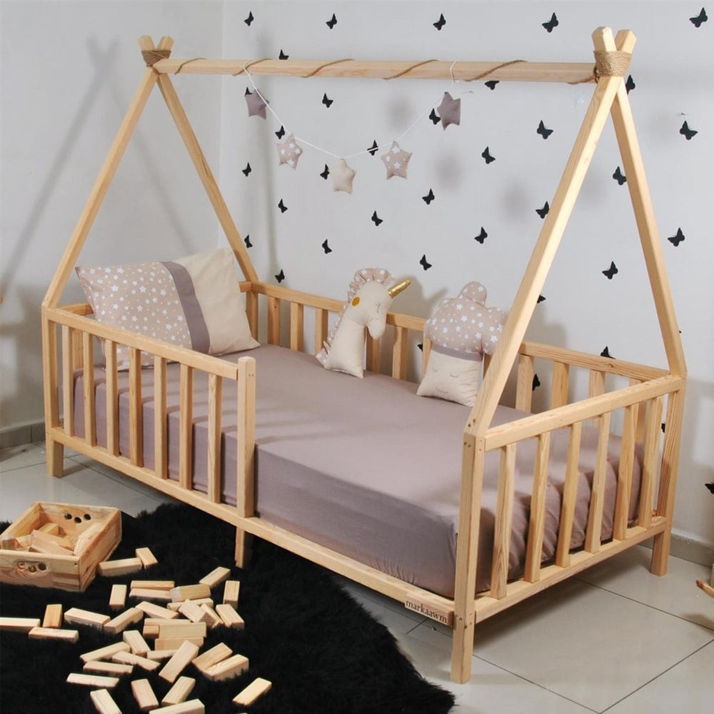 Lit cabane enfant Derya ,bois 90x190cm