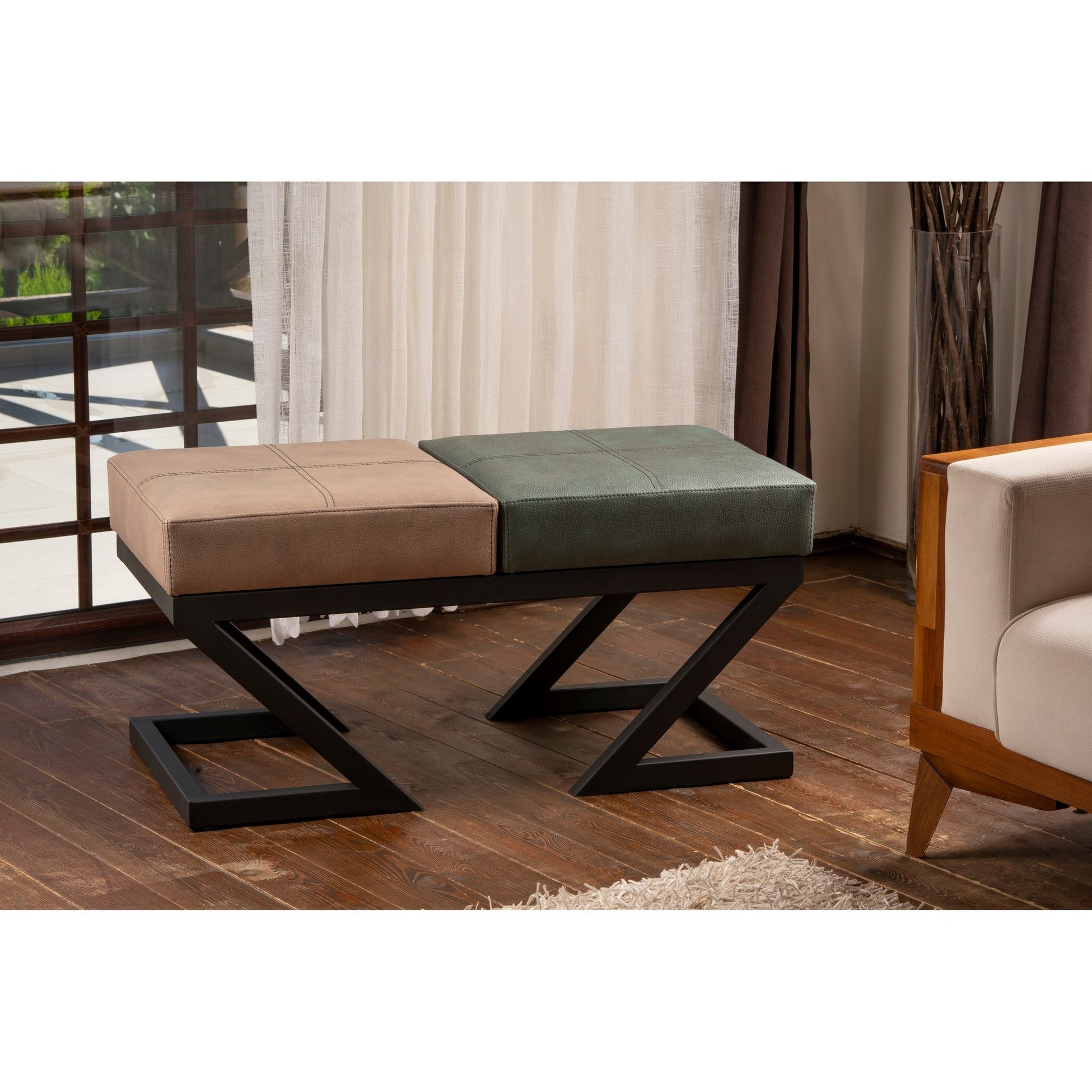 Pouf Brda - Beige, Green