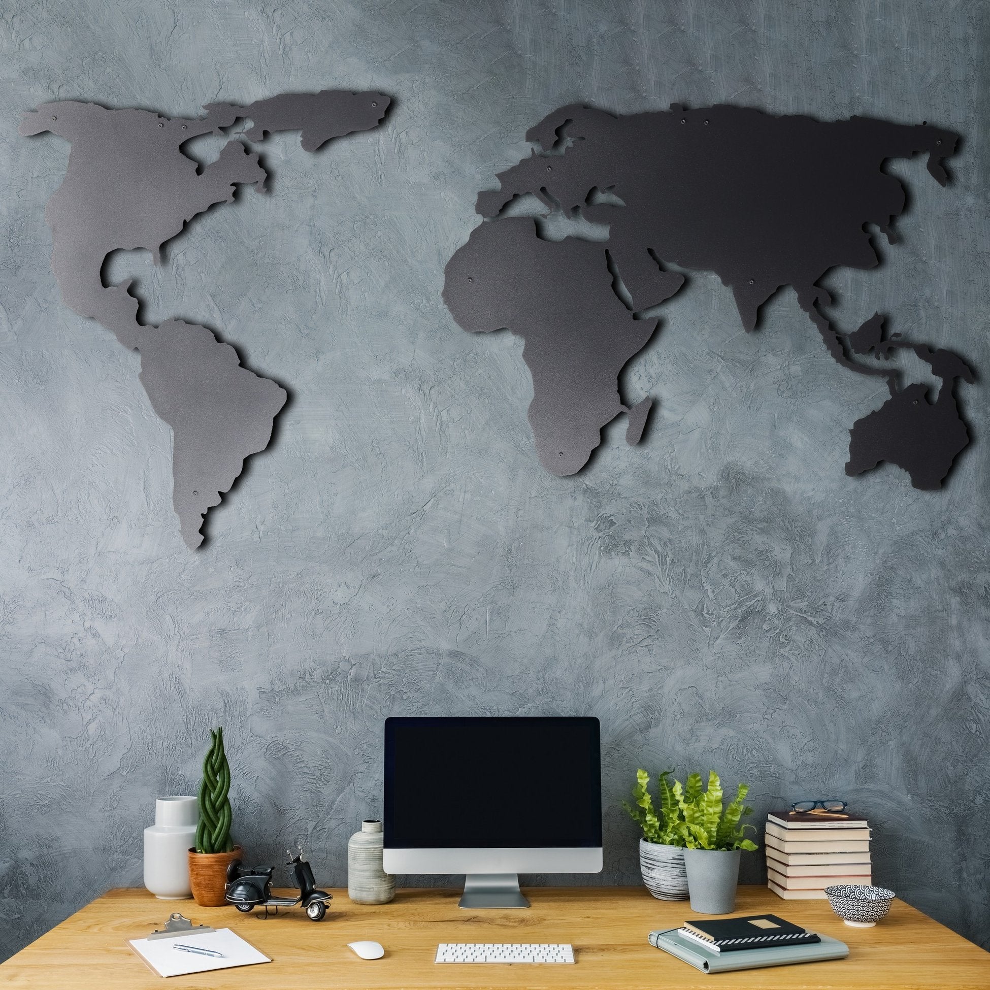 Accessoire mural en métal décoratif World Map Silhouette