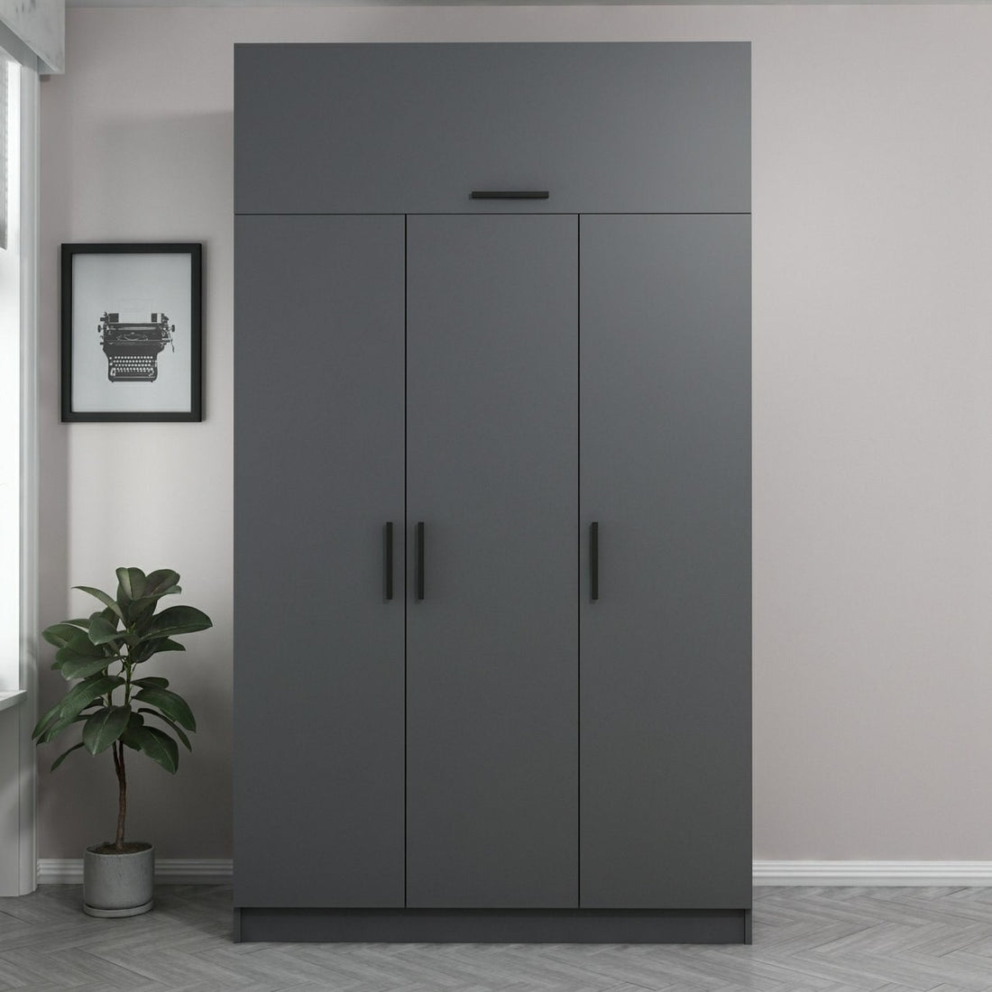 Armoire Minar 3 Kapak 2 Çekmece 235 - Anthracite