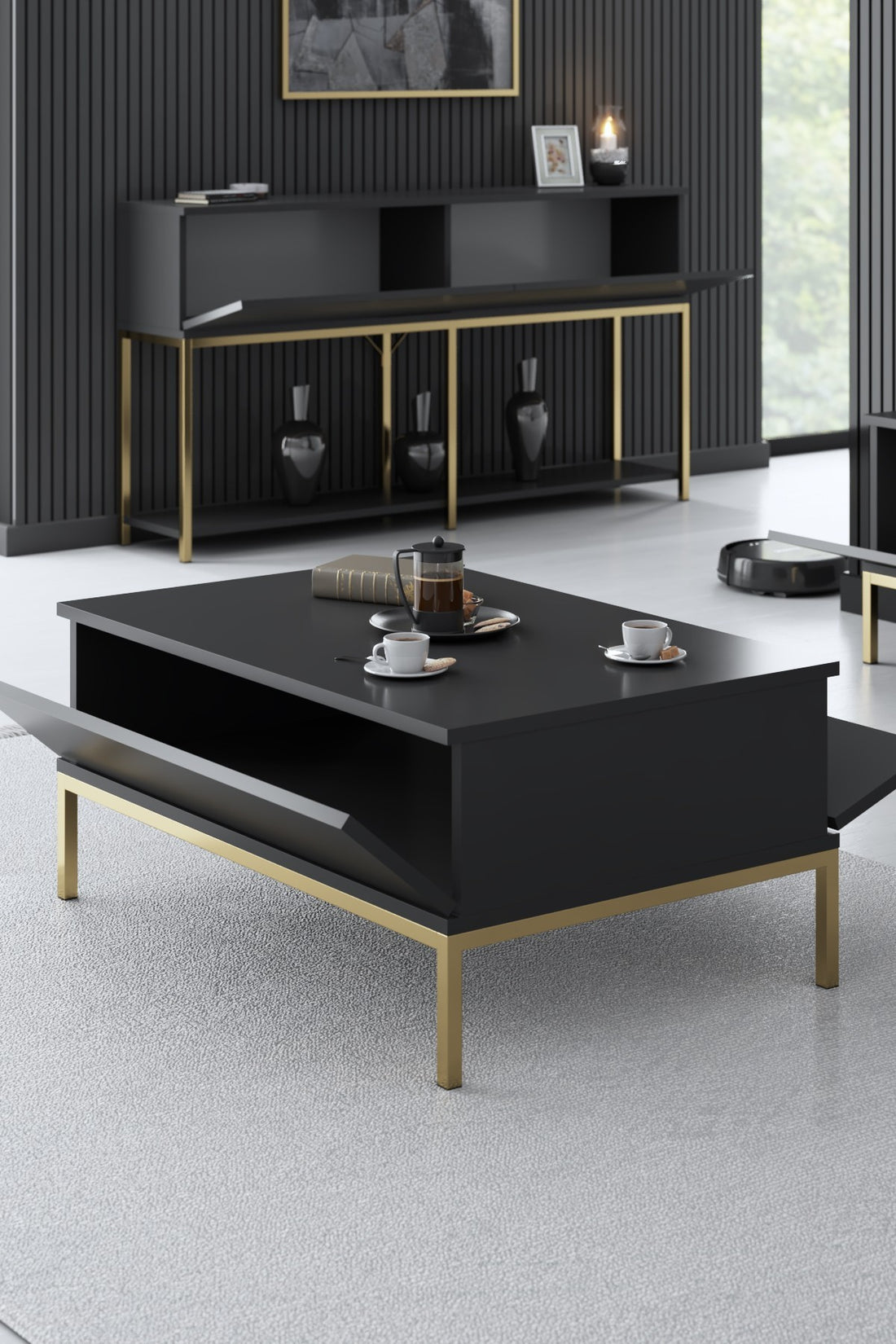 Table basse Lord - Anthracite, Gold