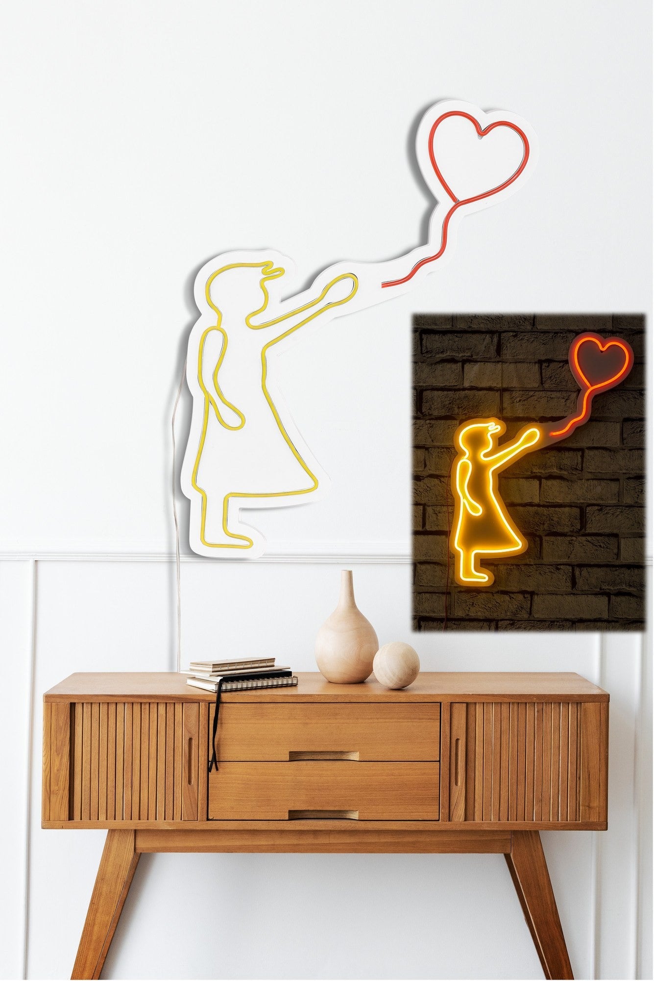 Éclairage LED en plastique décoratif Balloon Girl - Yellow