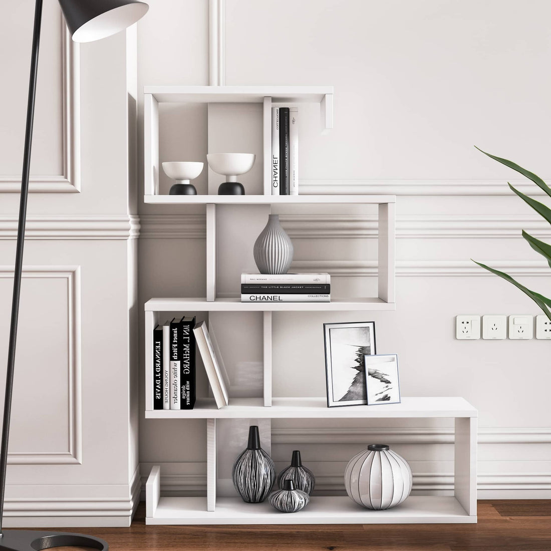 Bibliothèque Longway bianca 4 étagères 80x100h