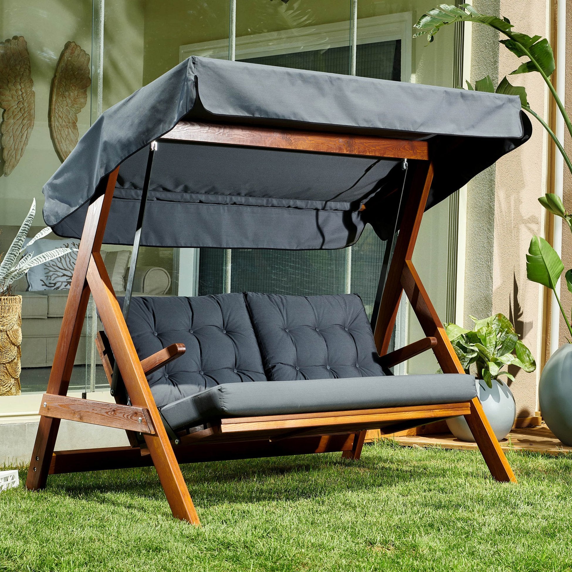 Chaise swing triple jardin Helen 2000 - Anthracite