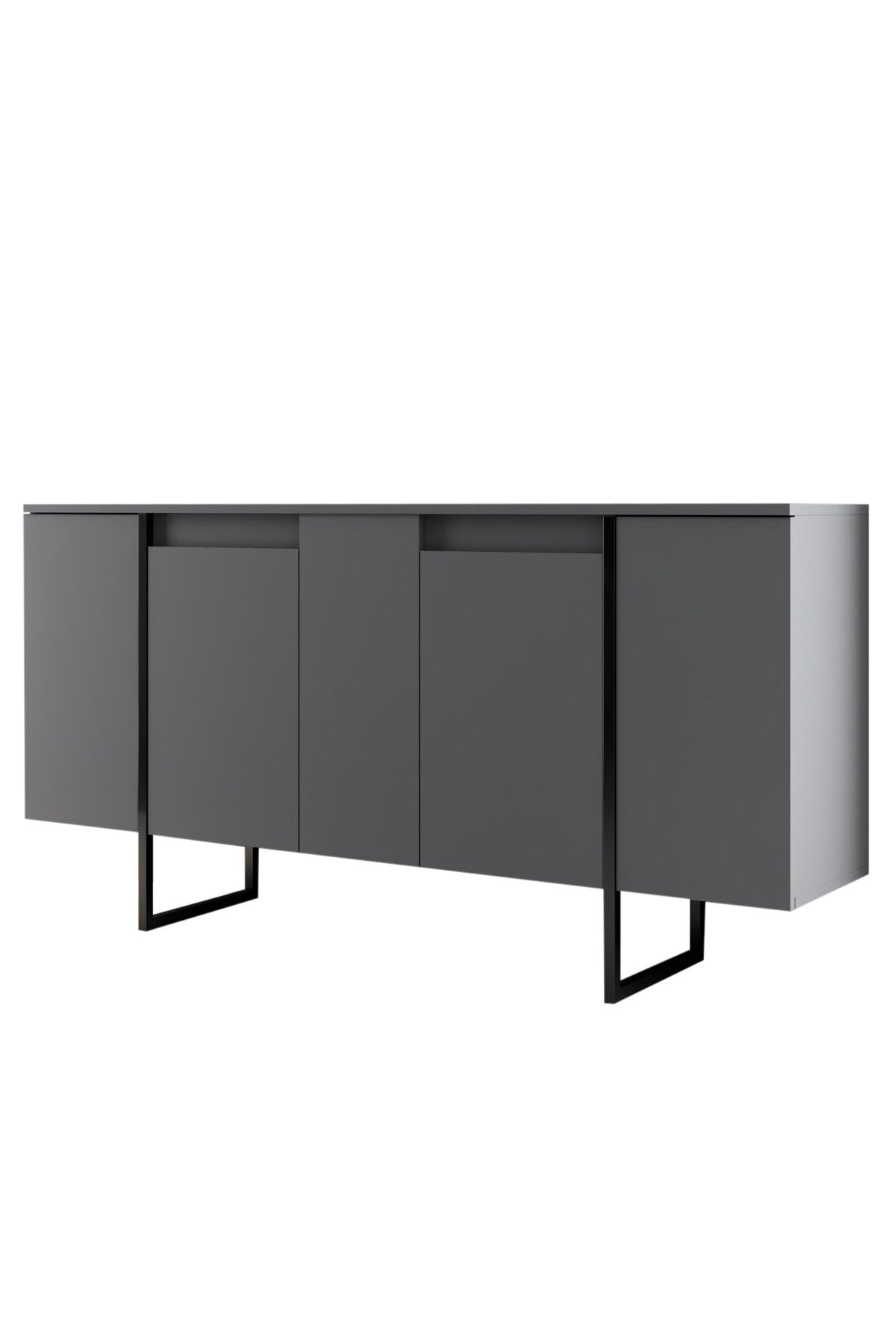 Buffet bas Sibylle L160cm Métal Noir et Bois Anthracite