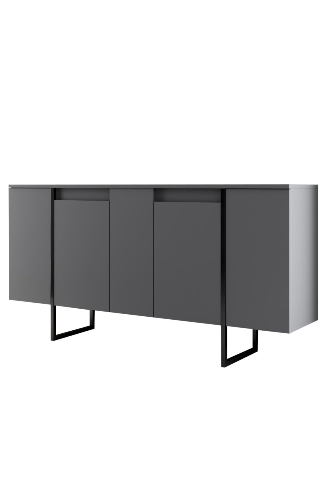 Buffet bas Sibylle L160cm Métal Noir et Bois Anthracite
