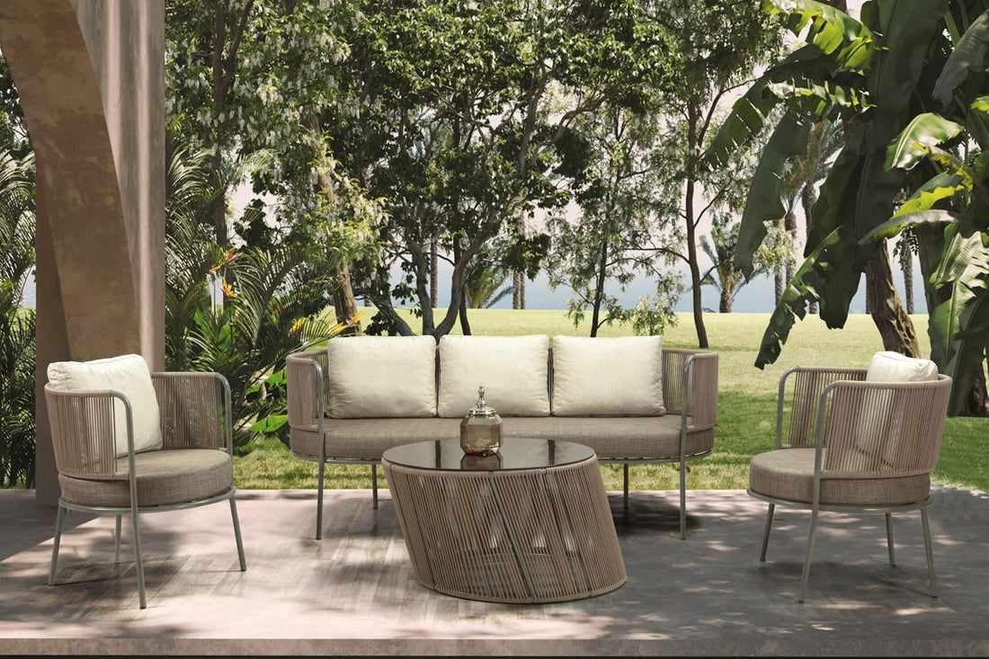 Salon de jardin avec coussins &amp; table basse Pillo