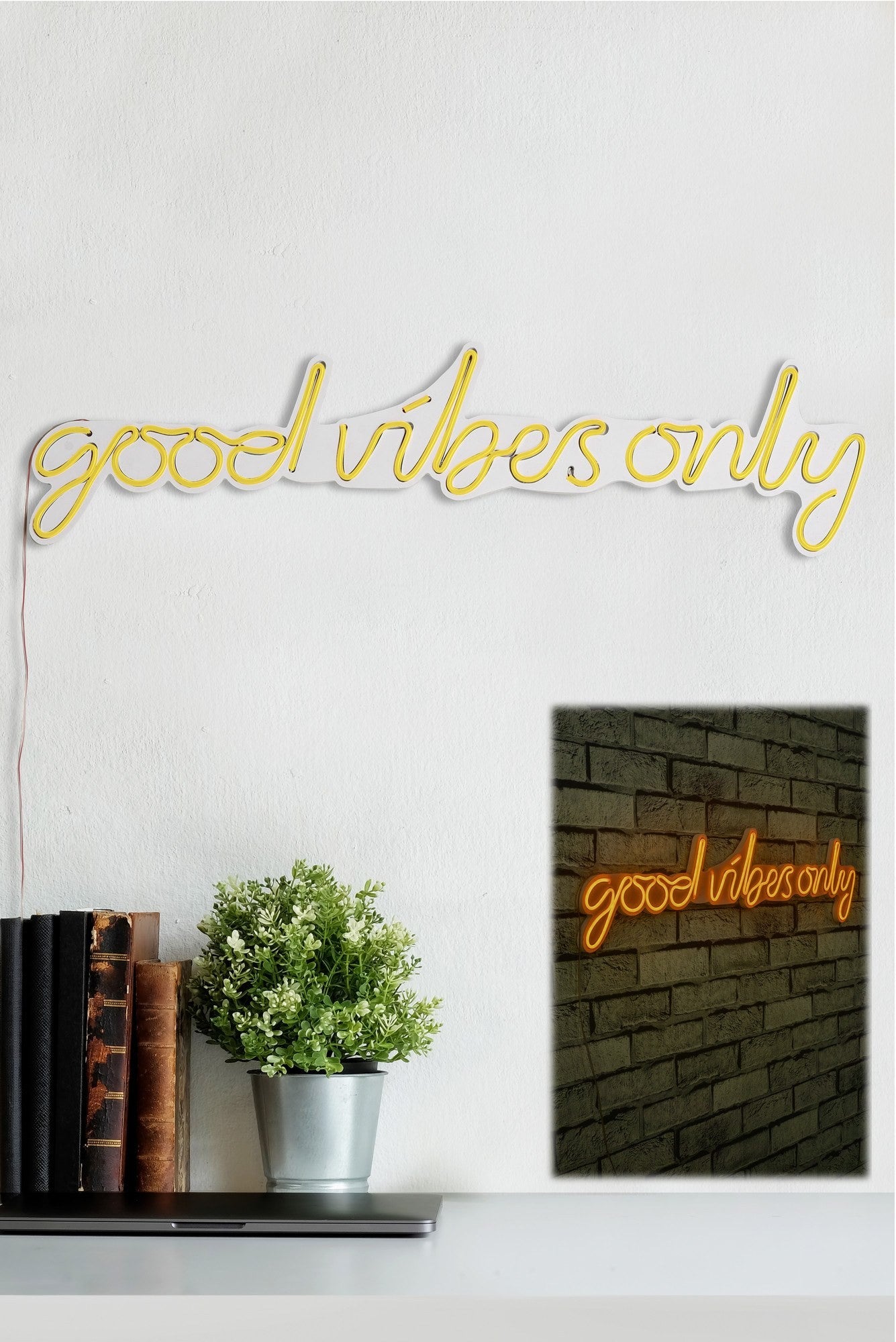 Éclairage LED en plastique décoratif Good Vibes Only - Yellow