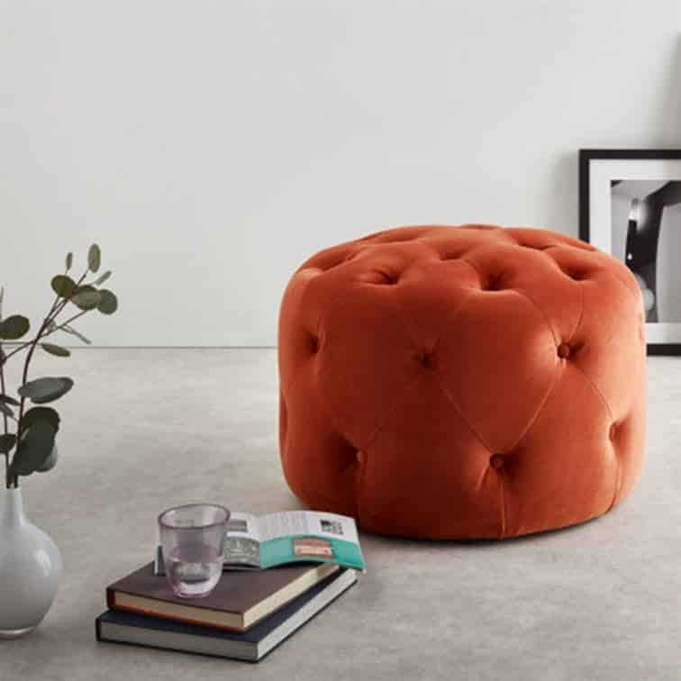 Pouf en velours avec Boutons Veronica