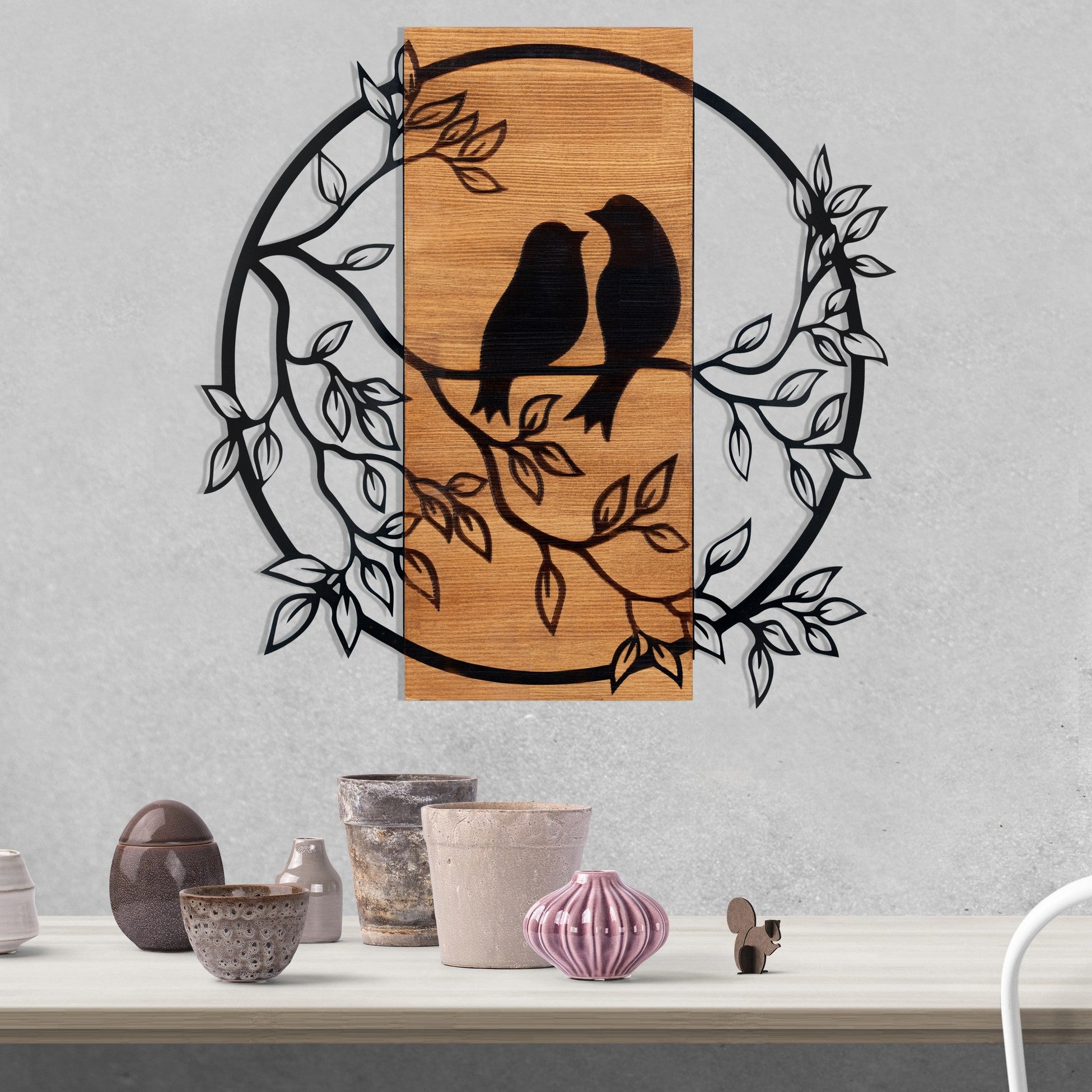 Accessoire mural en bois décoratif Birds In Love 1