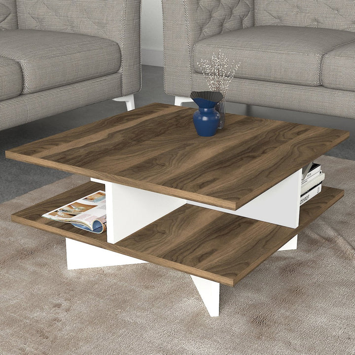 Table basse Hamton - Walnut, White