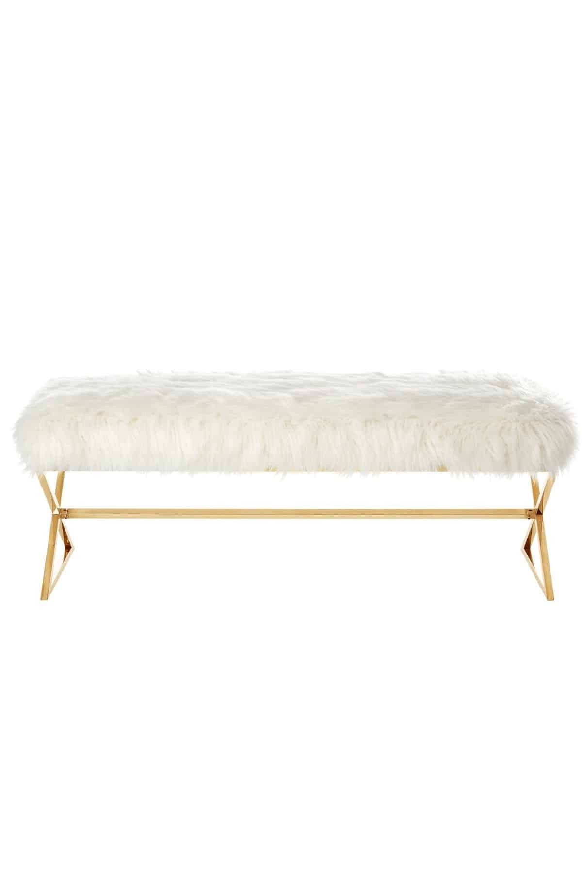 Luxury Banc peluche or blanc