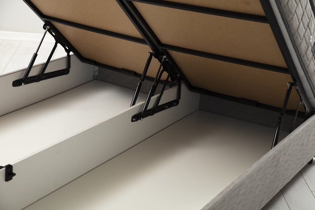 Base de lit double et tête de lit Vitalia 150 x 200 - Light Grey