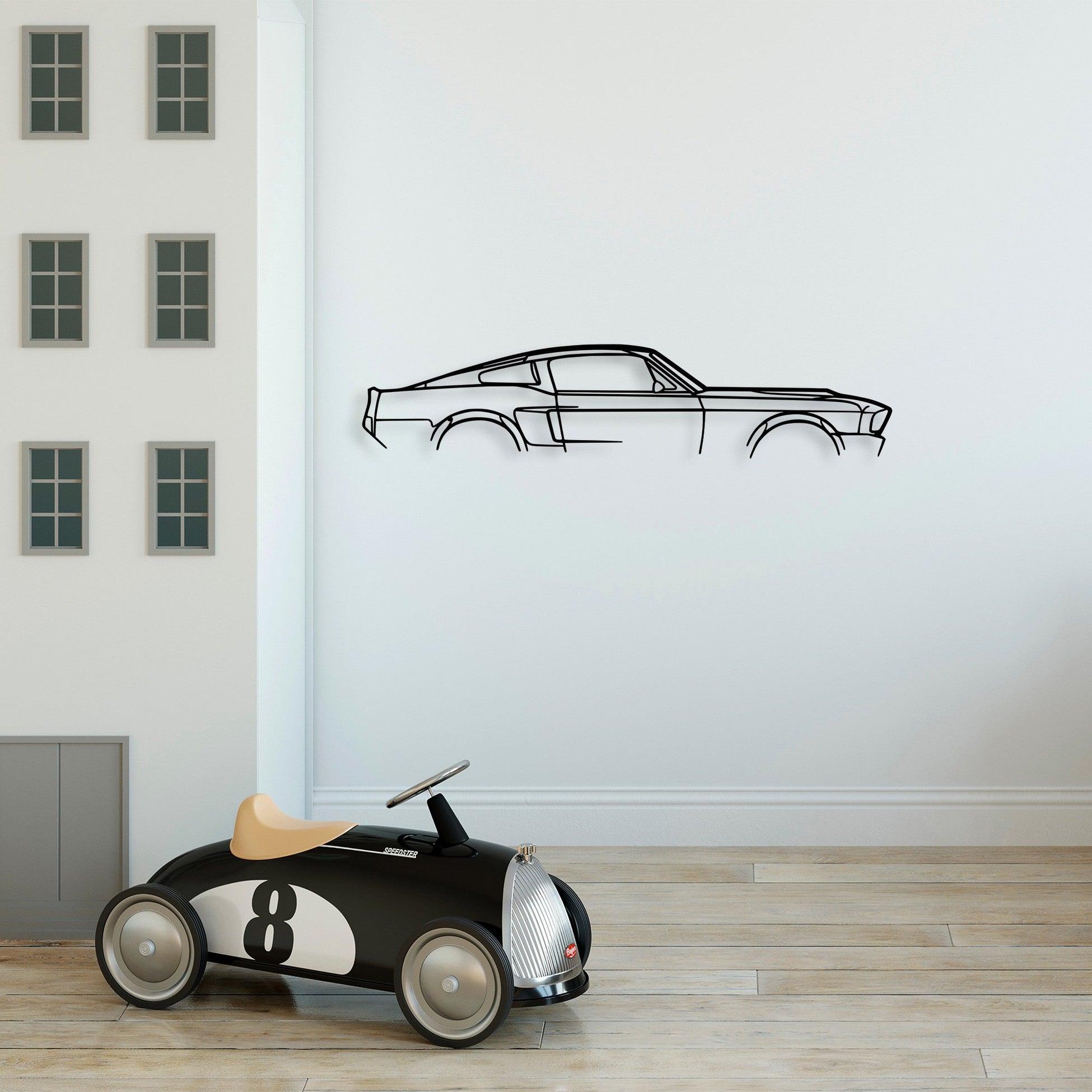Accessoire mural en métal décoratif 1967 Ford Mustang Shelby GT500 Silhouette
