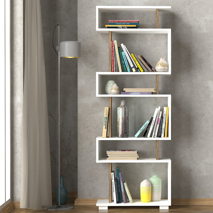 Étagère à livres Blok - White, Walnut