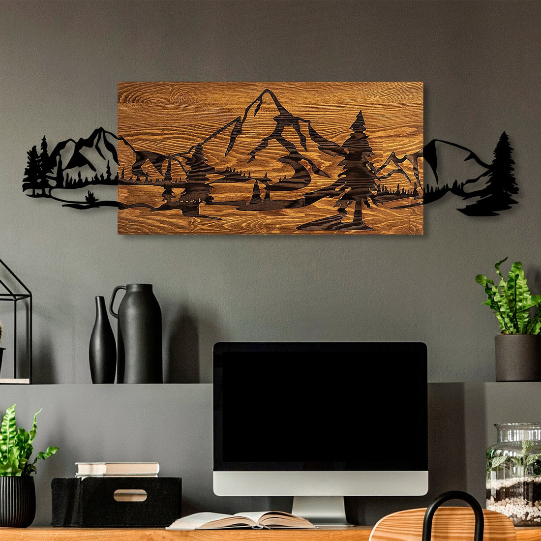 Accessoire mural en bois décoratif Mountain Range