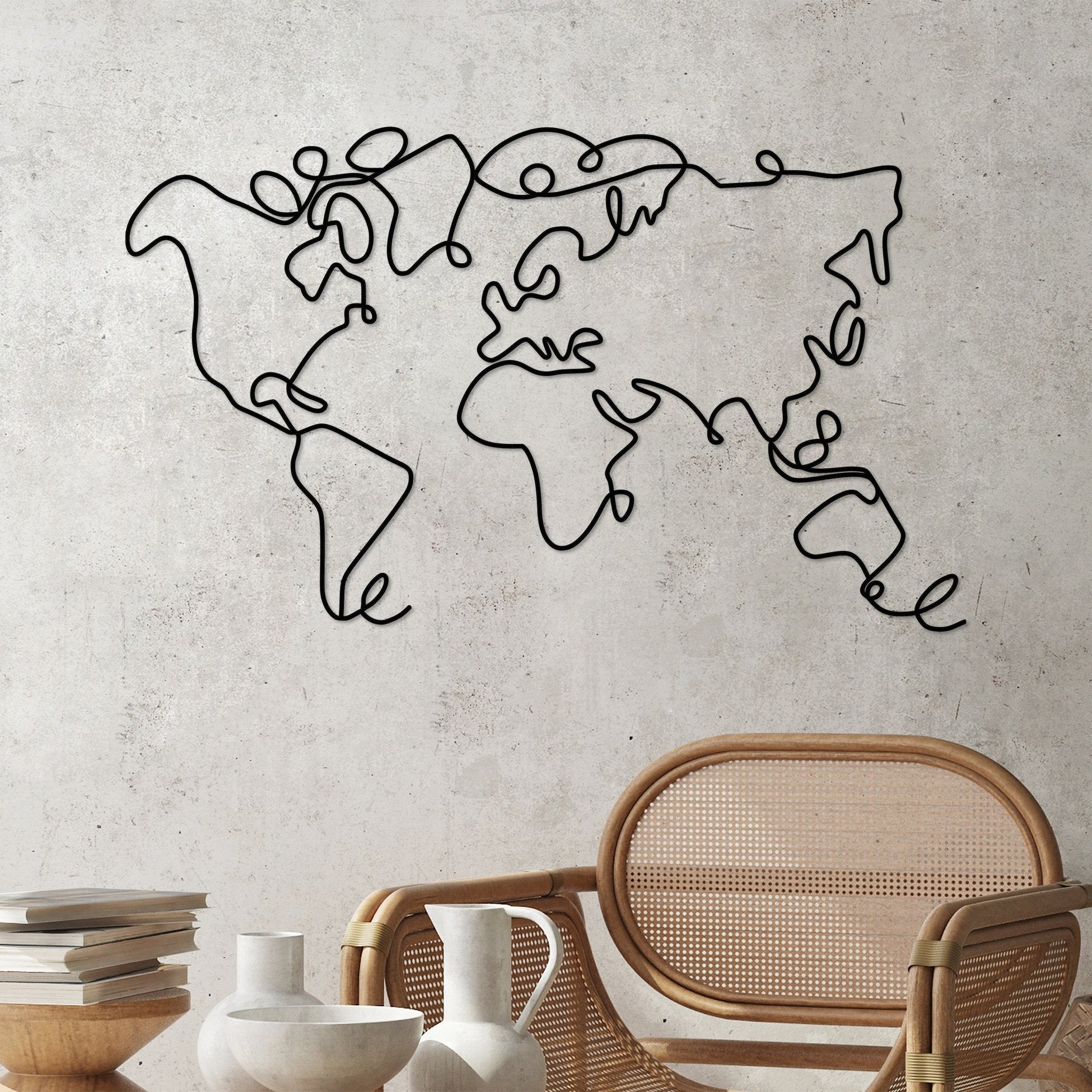 Accessoire mural en métal décoratif World Map
