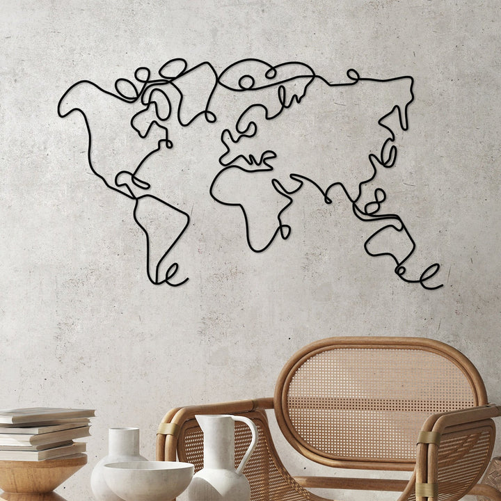 Accessoire mural en métal décoratif World Map