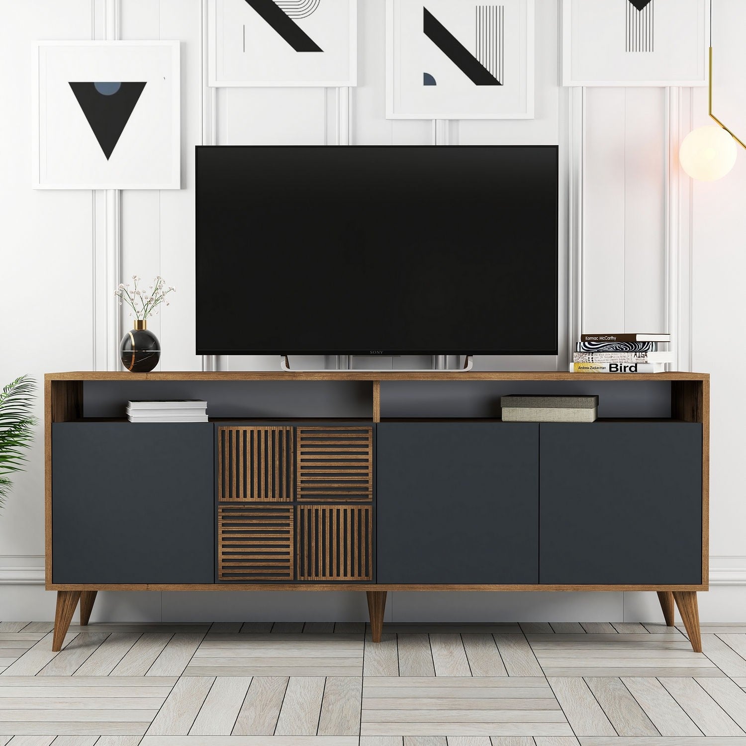 Console Milan - Walnut, Anthracite