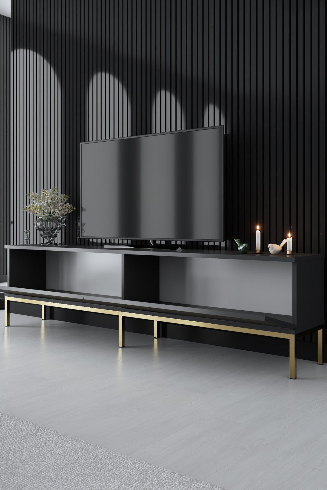Meuble TV Lord - Anthracite, Gold