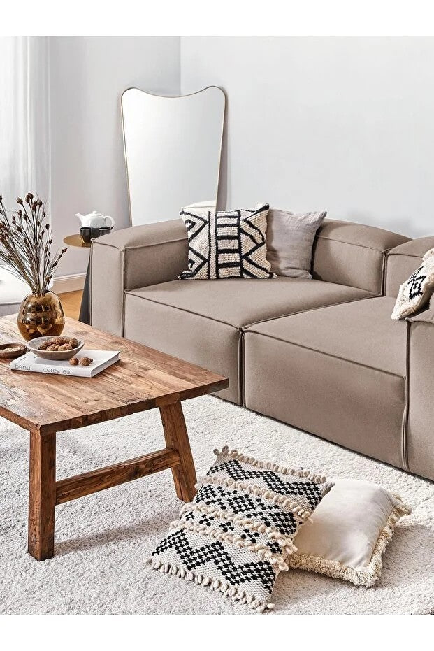 Canapé modulable 3 places en Lin avec pouf Frid