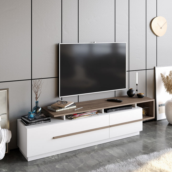 Meuble TV Pia - Walnut, White