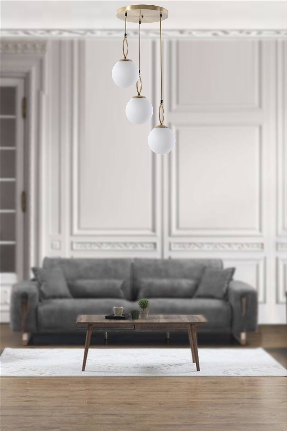 Lustre Morino Lampe à Suspension Antique avec 3 Plateaux et Verre Blanc