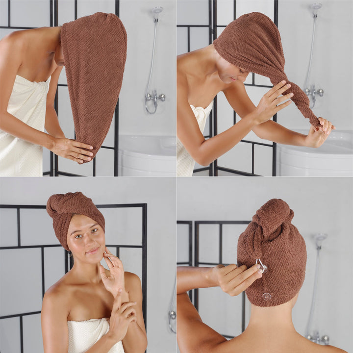 Ensemble de serviettes à cheveux (2 pièces) Bone - Brown