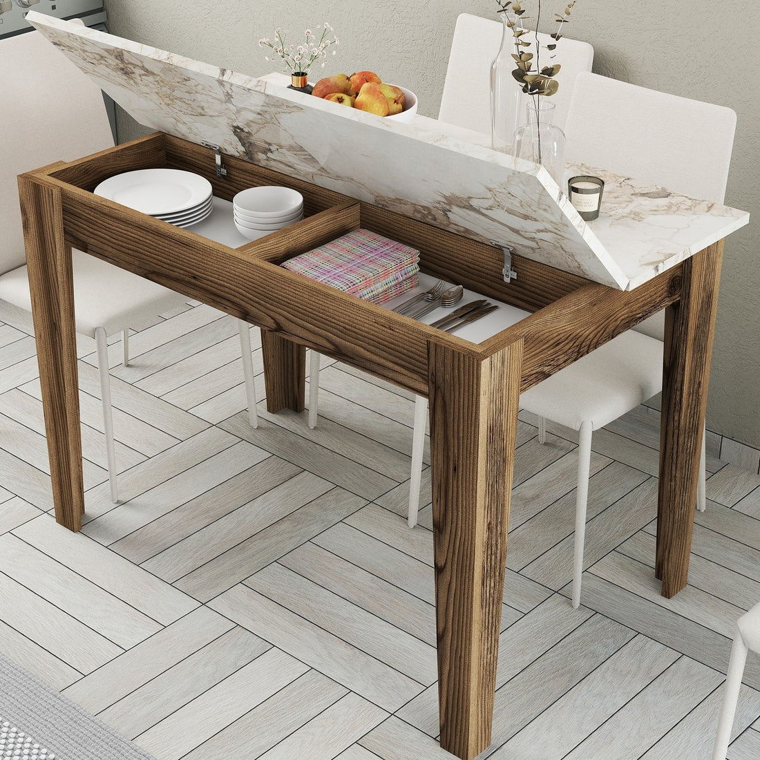 Table de cuisine Kiev 506 - Walnut, White