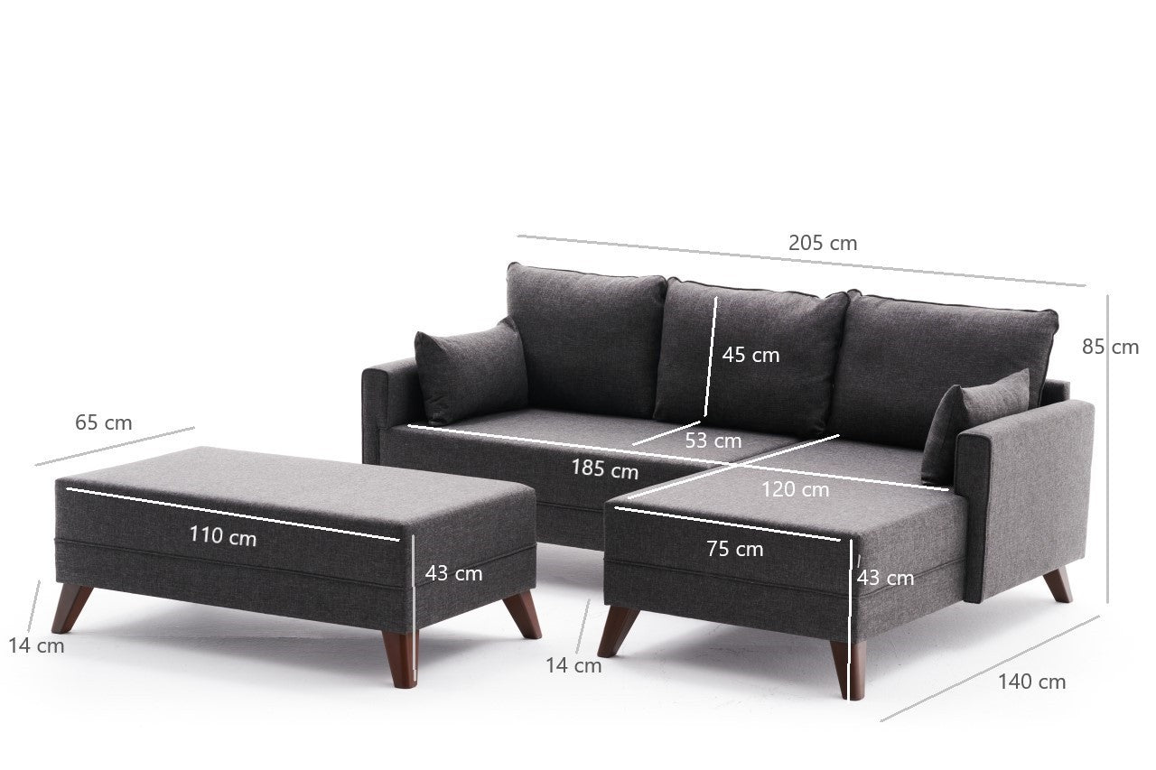 Canapé d'angle Bella Mini Corner Sofa Right - Anthracite