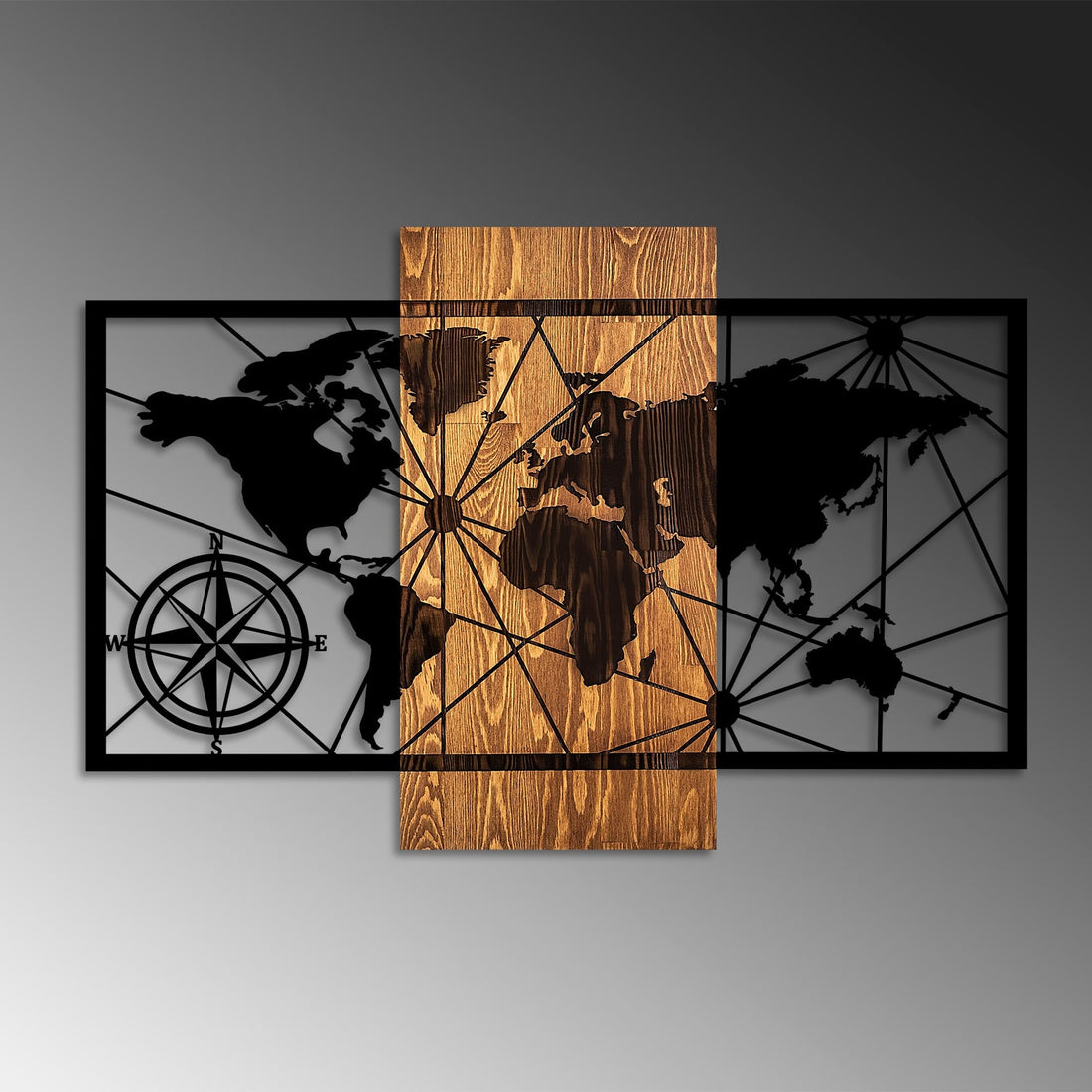 Accessoire mural en bois décoratif World Map 3-M