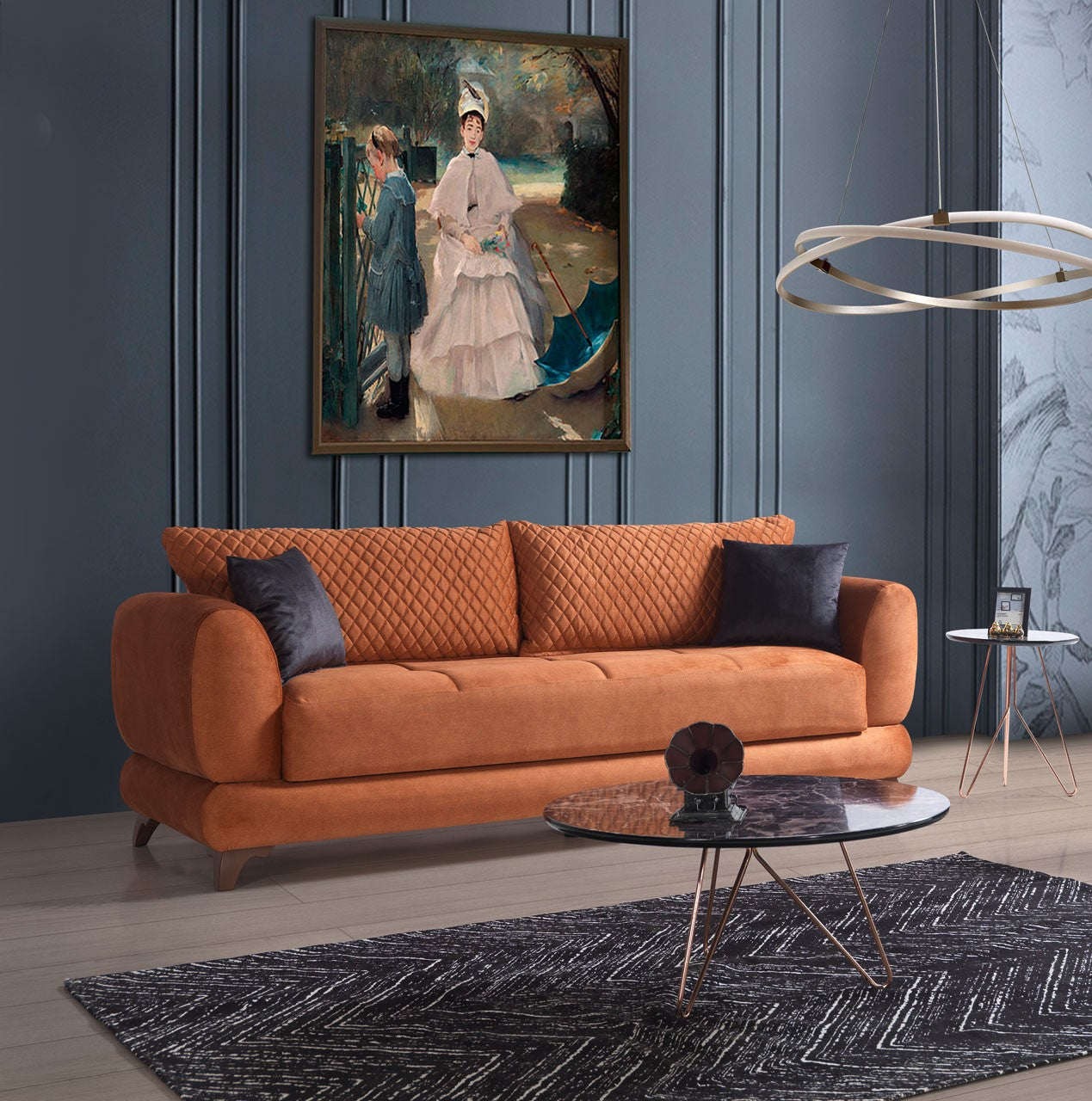 Rodos canapé lit clic-clac 3 places avec coffre de rangement