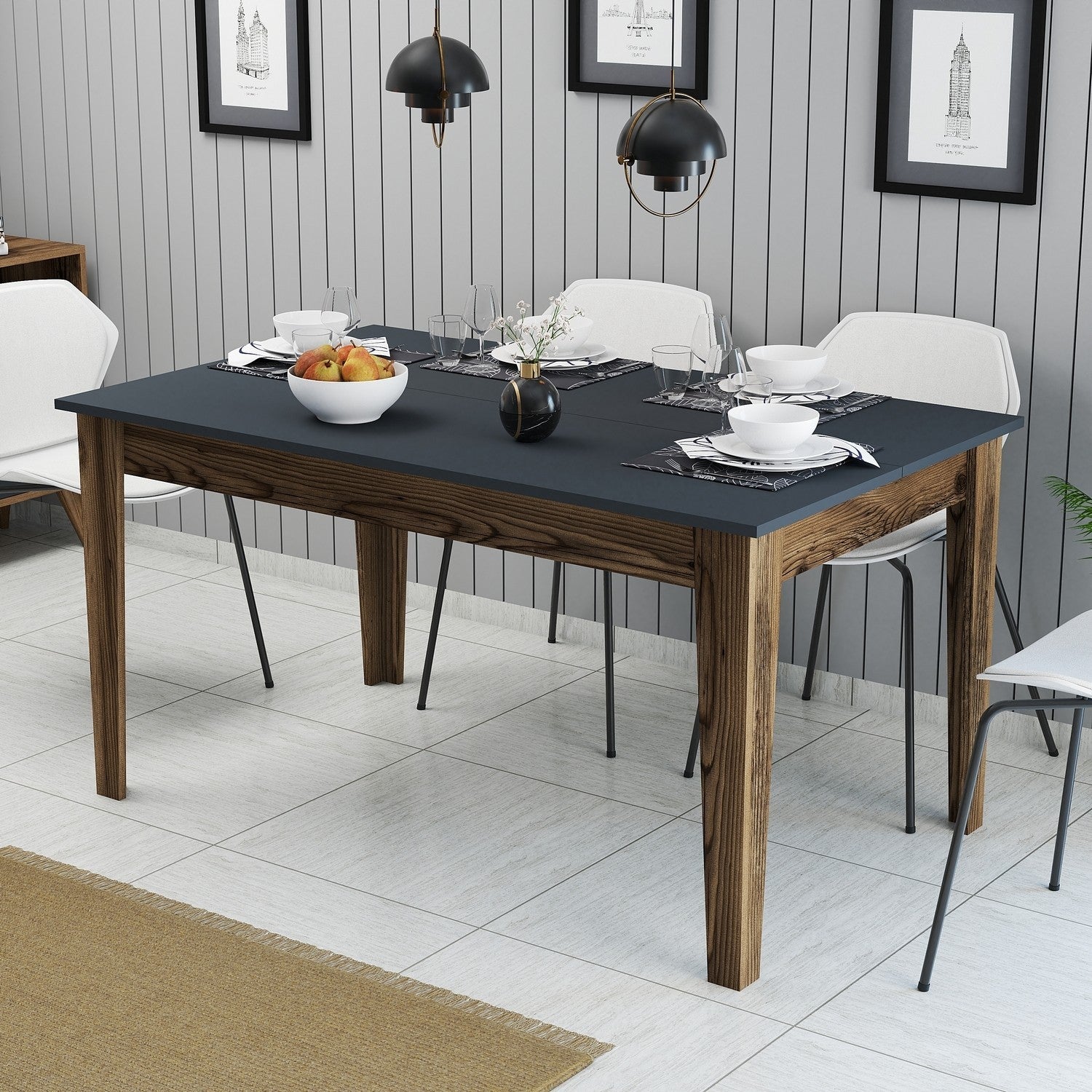 Table à manger Milan 513 - Walnut, Anthracite