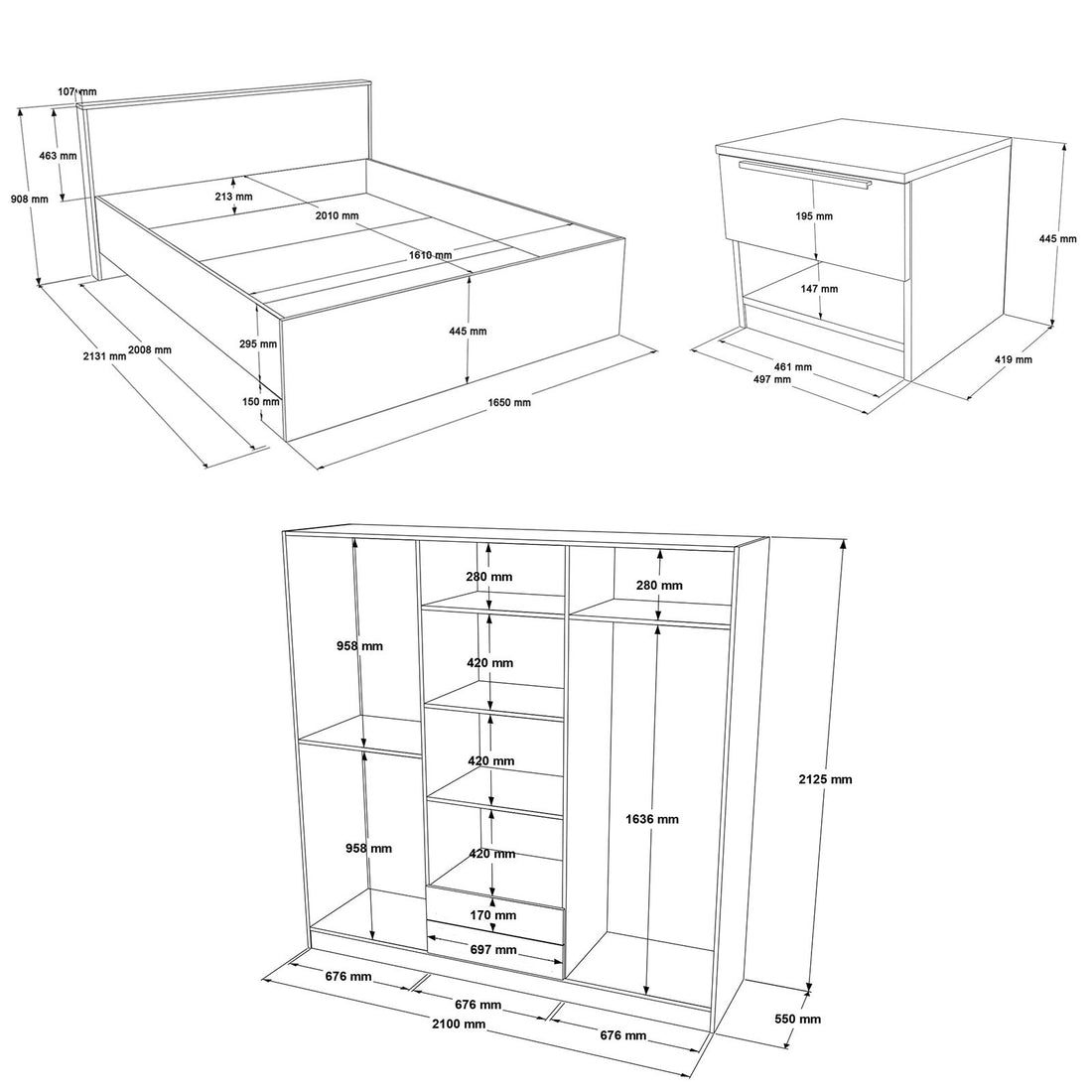 Ensemble de meubles de chambre à coucher LL7-S