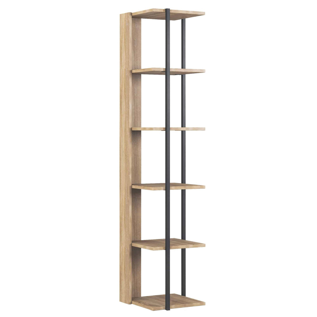 Etagères bibliothèque d'angle Furba L35xH170cm Noyer et Noir