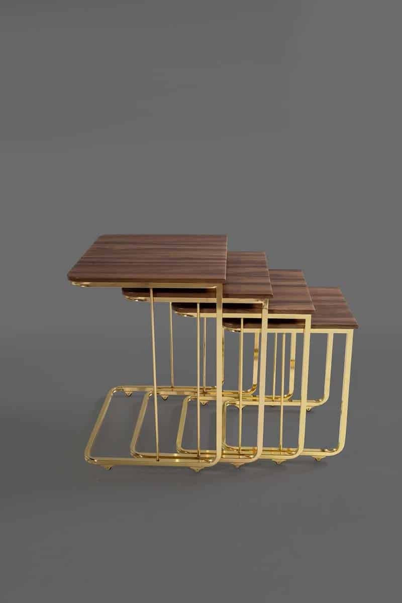 Vegas Table Gigognes en Bois Doré