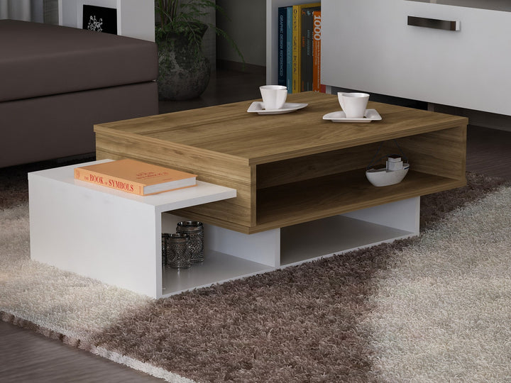Table basse Tab - White, Walnut