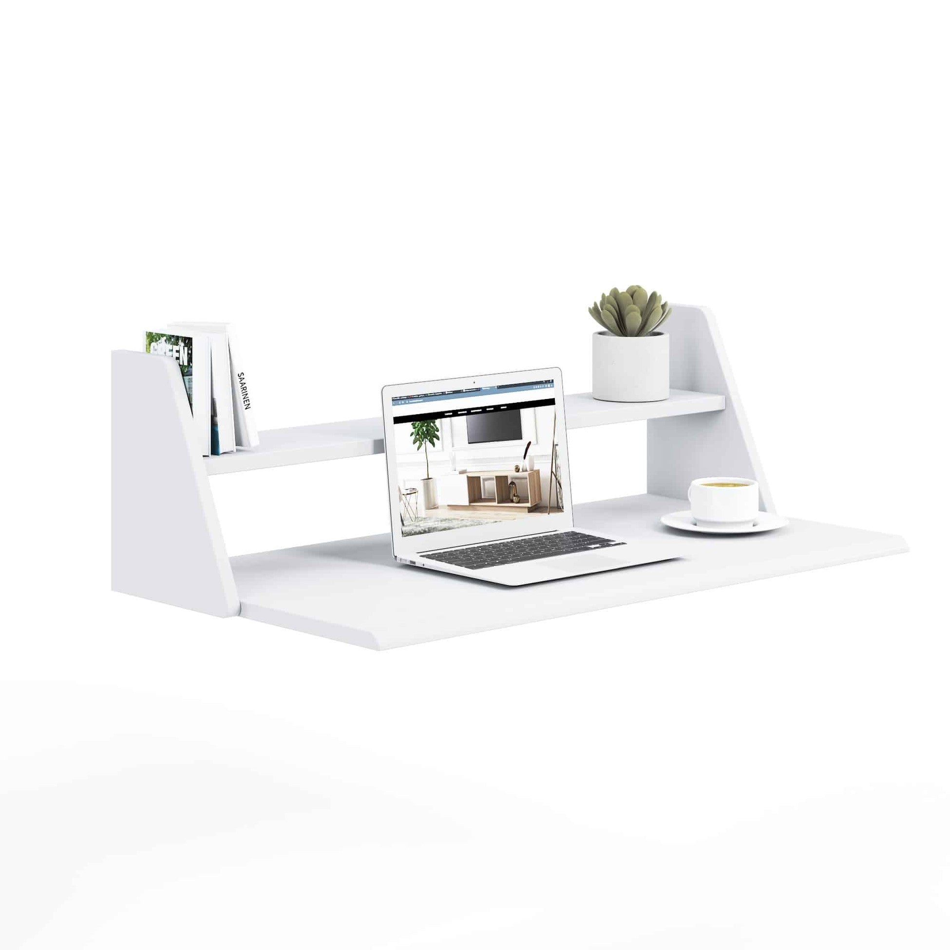 Bureau d'ordinateur flottant mural Turner 89x45x27 cm Blanc