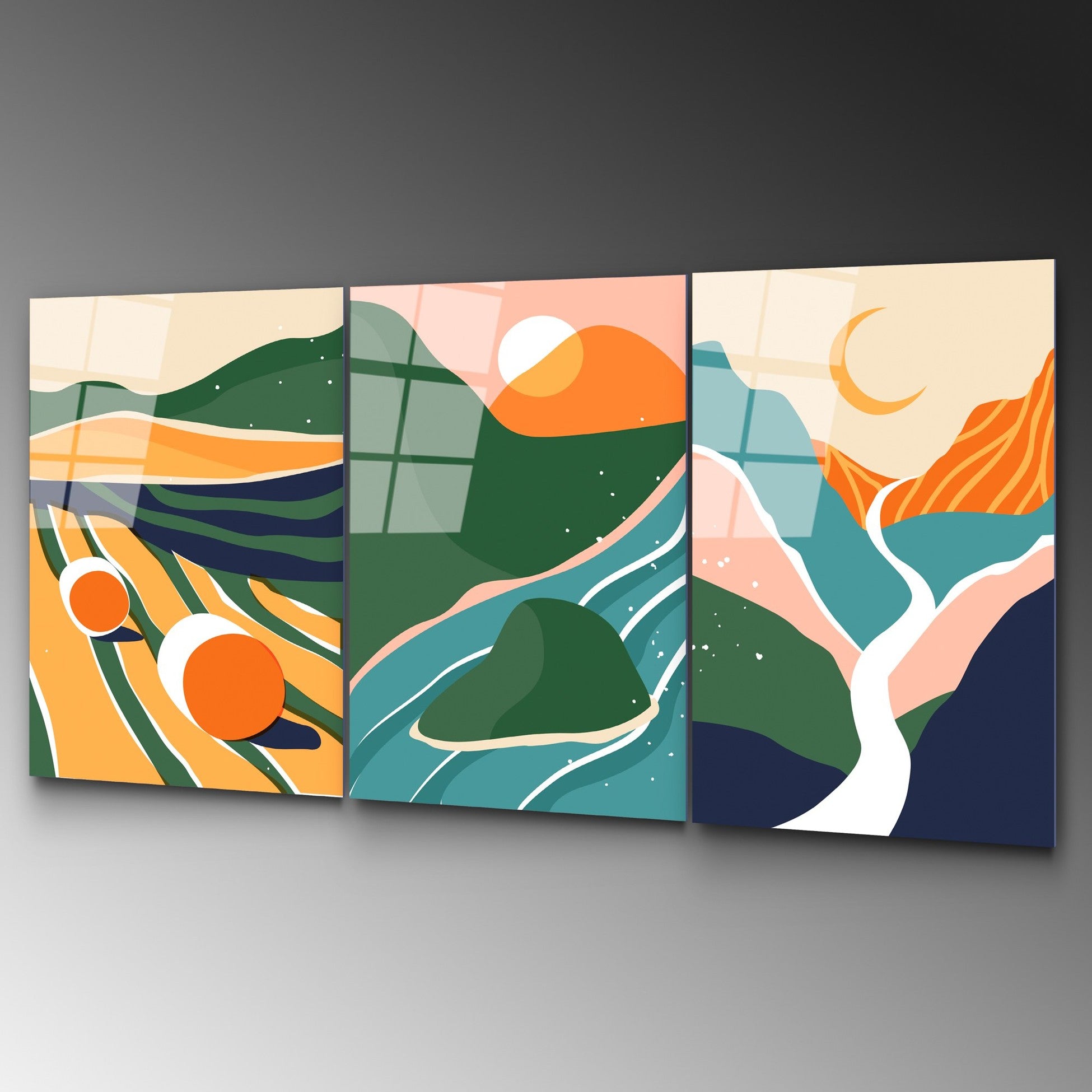 Peinture en verre trempé décorative (3 pièces) UV-946 - 45 x 65