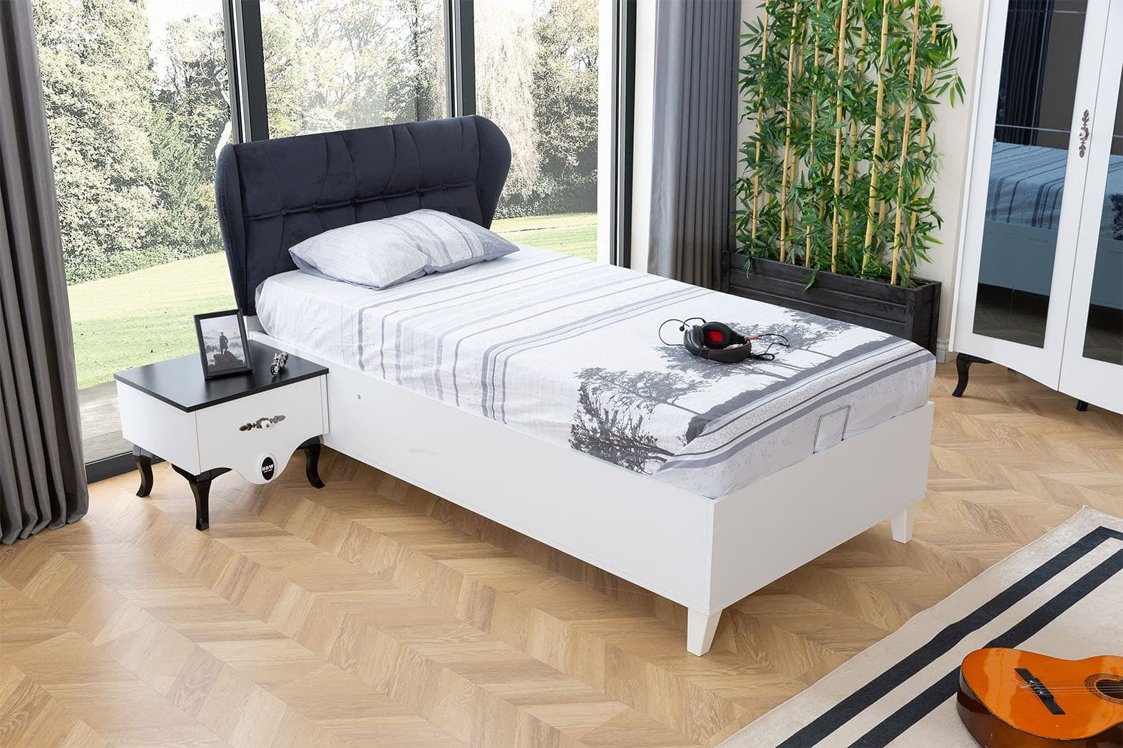 Black And White avec sommier lit (100*200)